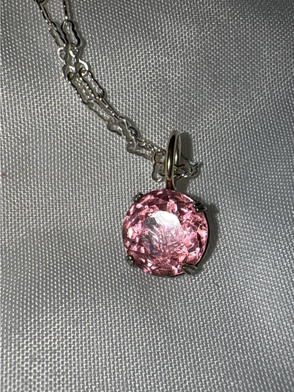 Art Deco era Pink paste stone charms set in silver with new 14k gold bail - Picture 3 of 12